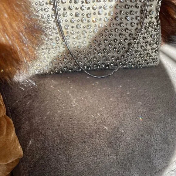 ♥️ Vintage Rhinestone Silk Purse, sparkling DELILL kiss lock purse 1950s-60s - Picture 8 of 16